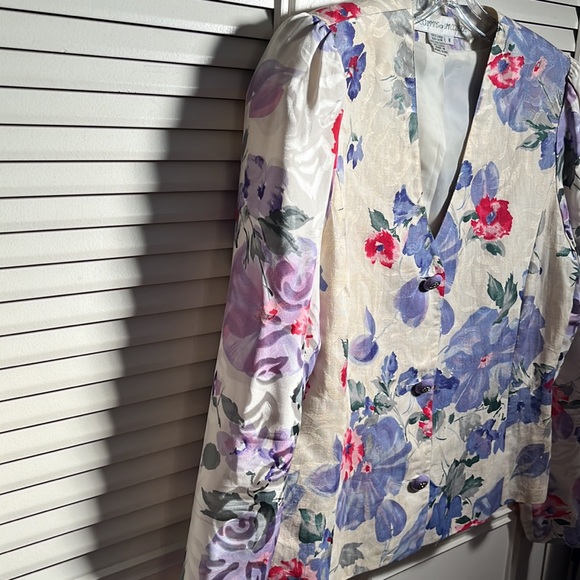 Blazer, Anne Crimmins Linen GORGEOUS Blazer Jacket! 8 Body Linen, Sleeves Silk - Picture 3 of 6